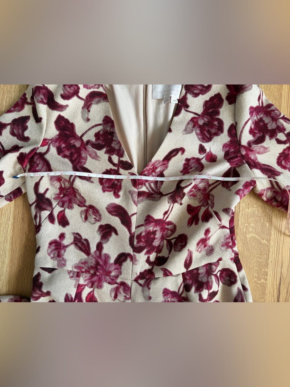 Gal Meets Glam Cream Dress with Burgundy Floral Accents - Picture 7 of 11